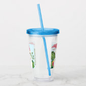 ピンクスタイリッシュのフラミンゴと熱帯葉の アクリルタンブラー (左)