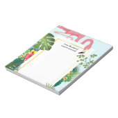 ピンクスタイリッシュのフラミンゴと熱帯葉の ノートパッド (回転)