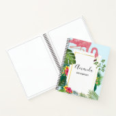 ピンクスタイリッシュのフラミンゴと熱帯葉の ノートブック (内部)