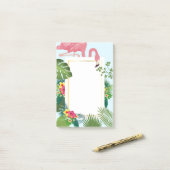 ピンクスタイリッシュのフラミンゴと熱帯葉の ポストイット (デスク上)