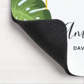 ピンクスタイリッシュのフラミンゴと熱帯葉の マウスパッド (コーナー)