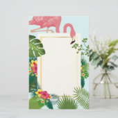 ピンクスタイリッシュのフラミンゴと熱帯葉の 便箋 (スタンド正面)