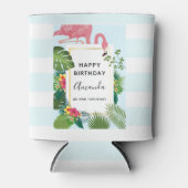 ピンクスタイリッシュのフラミンゴと熱帯葉の 缶クーラー (正面)