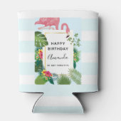 ピンクスタイリッシュのフラミンゴと熱帯葉の 缶クーラー (裏面)