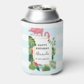 ピンクスタイリッシュのフラミンゴと熱帯葉の 缶クーラー (缶裏面)