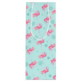 ピンクスタイリッシュのフラミンゴクリスマススノーフレーク ワインギフトバッグ (裏面)