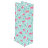 ピンクスタイリッシュのフラミンゴクリスマススノーフレーク ワインギフトバッグ (裏面アングル)