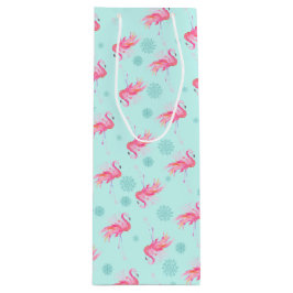 ピンクスタイリッシュのフラミンゴクリスマススノーフレーク ワインギフトバッグ