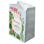 ピンクスタイリッシュのフラミンゴ熱帯ありがとう ミディアムペーパーバッグ (裏面アングル)