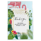 ピンクスタイリッシュのフラミンゴ熱帯ありがとう ミディアムペーパーバッグ (正面)