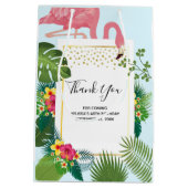 ピンクスタイリッシュのフラミンゴ熱帯ありがとう ミディアムペーパーバッグ (裏面)