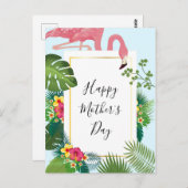 ピンクスタイリッシュのフラミンゴ熱帯テーマ母の日 ポストカード (正面/裏面)