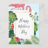 ピンクスタイリッシュのフラミンゴ熱帯テーマ母の日 ポストカード (正面)