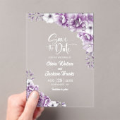 ピンクスタイリッシュのフローラ結婚式の日付を保存 アクリル招待状 (インサイチュ (ポータブル))