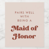 ピンクスタイリッシュのペアはメイド・オブ・オーナー（花嫁付き添い人） ワインラベル (シングルラベル)