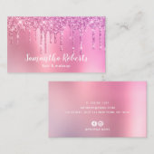 ピンクスタイリッシュのローズ金ゴールドグリッターがヘア&化粧 名刺 (正面/裏面)