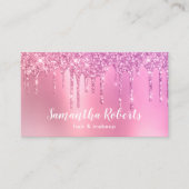 ピンクスタイリッシュのローズ金ゴールドグリッターがヘア&化粧 名刺 (正面)