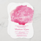 ピンクスタイリッシュの水の色の最初のコミュニティ 招待状 (正面/裏面)