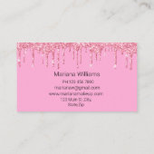 ピンクスタイリッシュの滴るグリッターは豪華に輝く 名刺 (裏面)