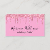 ピンクスタイリッシュの滴るグリッターは豪華に輝く 名刺 (正面)