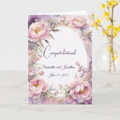 ピンクスタイリッシュの牡丹の水の色結婚の カード (黄色い花)