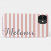 ピンクスタイリッシュの白ストライプ色のパターンと名前 Case-Mate iPhoneケース (裏面(横))