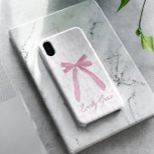 ピンクスタイリッシュの美しいリボン弓パーソナライズされた Case-Mate iPhoneケース