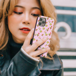 ピンクスタイリッシュの背景にカラフルの花模様 iPhone 13 PRO MAXケース