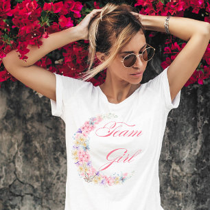 ピンクスタイリッシュの花moon team女の子の赤ちゃんシャワー tシャツ