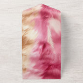 ピンクスタイリッシュの金ゴールド白い獣毛 オールインワン招待状 (外側)