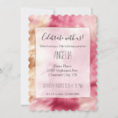 ピンクスタイリッシュの金ゴールド白い獣毛 招待状 (正面)