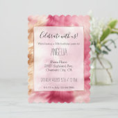 ピンクスタイリッシュの金ゴールド白い獣毛 招待状 (スタンド正面)