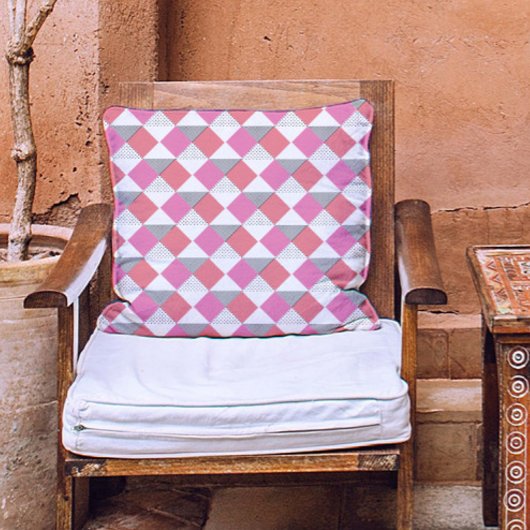 ピンクスタイリッシュの黒と白のモダン抽象芸術 クッション