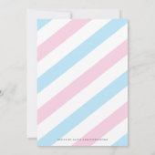 ピンクスタイリッシュまたはブルーのベビー性別パーティーの表示 招待状 (裏面)