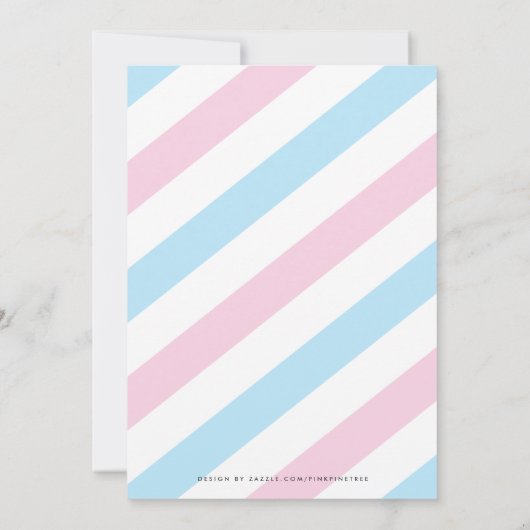 ピンクスタイリッシュまたはブルーのベビー性別パーティーの表示 招待状 (裏面)