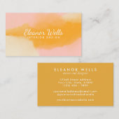 ピンクスタイリッシュイエロー抽象芸術水彩カスタム 名刺 (正面/裏面)