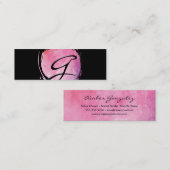 ピンクスタイリッシュウオーターカラーモノグラムファンシー文字 スキニー名刺 (正面/裏面)
