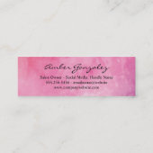 ピンクスタイリッシュウオーターカラーモノグラムファンシー文字 スキニー名刺 (裏面)