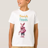 ピンクスタイリッシュウサギデザインユニーク – および予測できな Tシャツ (正面)