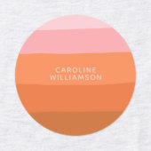 ピンクスタイリッシュオレンジ色の抽象芸術ストライプパーソナライズされた ラベル (デザイン2)