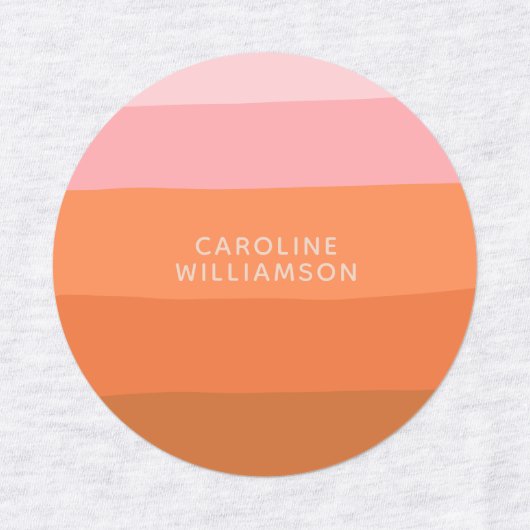 ピンクスタイリッシュオレンジ色の抽象芸術ストライプパーソナライズされた ラベル (デザイン2)