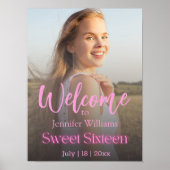 ピンクスタイリッシュガーリーのネオン写真甘い16 welcome welcome ポスター (正面)