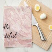 ピンクスタイリッシュガーリーローズ金ゴールドゼブラグラムグリッツ キッチンタオル (四つ折り)