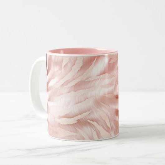 ピンクスタイリッシュガーリーローズ金ゴールドゼブラグラムグリッツ ツートーンマグカップ (正面左)