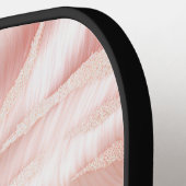 ピンクスタイリッシュガーリーローズ金ゴールドゼブラグラムグリッツ ピックルボールラケット (左詳細)