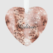 ピンクスタイリッシュガーリーローズ金ゴールドレオパード・グリッツ オーナメント (正面)