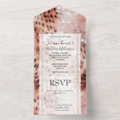 ピンクスタイリッシュガーリーローズ金ゴールドレオパード・グリッツ オールインワン招待状 (内側)