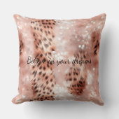 ピンクスタイリッシュガーリーローズ金ゴールドレオパード・グリッツ クッション (正面)