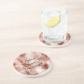 ピンクスタイリッシュガーリーローズ金ゴールドレオパード・グリッツ コースター (側面)