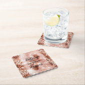 ピンクスタイリッシュガーリーローズ金ゴールドレオパード・グリッツ ペーパーコースター (インサイチュ)